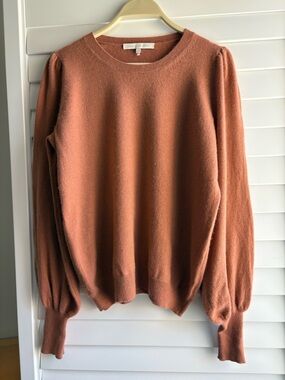 NakedCashmere Rust Sweater with Ribbed Neckline